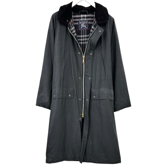 Burberry Other - Vintage Burberry Washed Black Black Waxed Cotton Contrast Collar Trench Coat